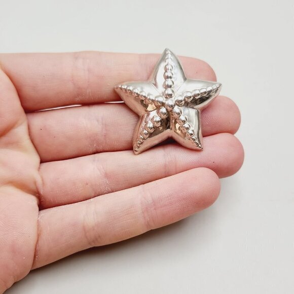 Starfish 3D Ocean Lover Figural Puffy 925 Sterling Silver Thailand Brooch - Picture 2 of 4